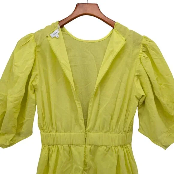 Rhode Pia Mini Sheath Dress Neon Yellow 1/2 Sleeve Ruched Asymmetric Skirt Sz XS - Picture 4 of 11